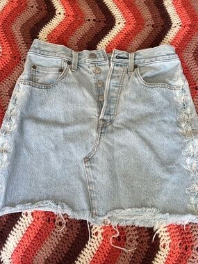 Levi's denim skirt - With Embroidered Flowers Up Both Sides